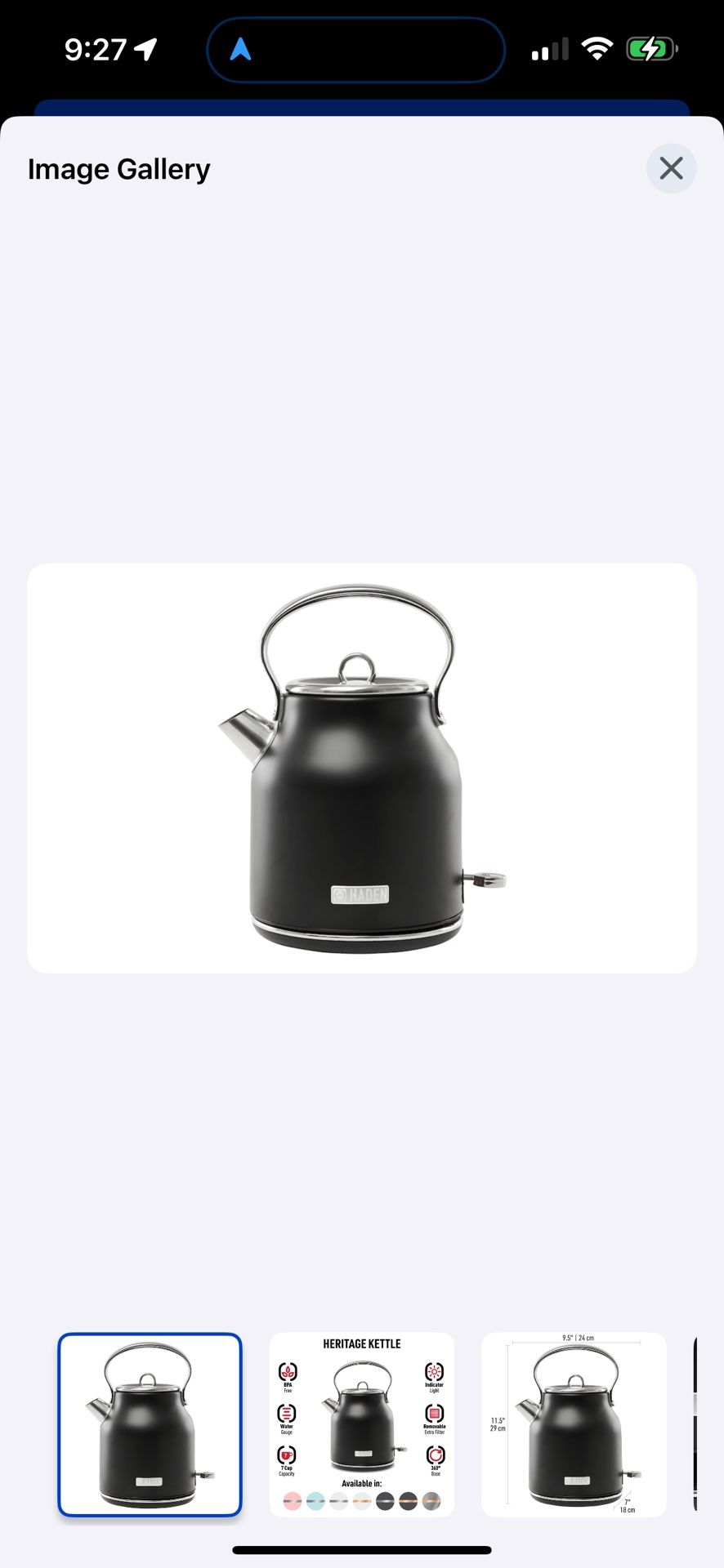 Haden Black/Crome 7-cup Cordless Electric Kettle 