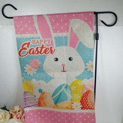 Happy Easter Garden Flag. Easter Bunny garden decor. Easter Front Porch decor. 