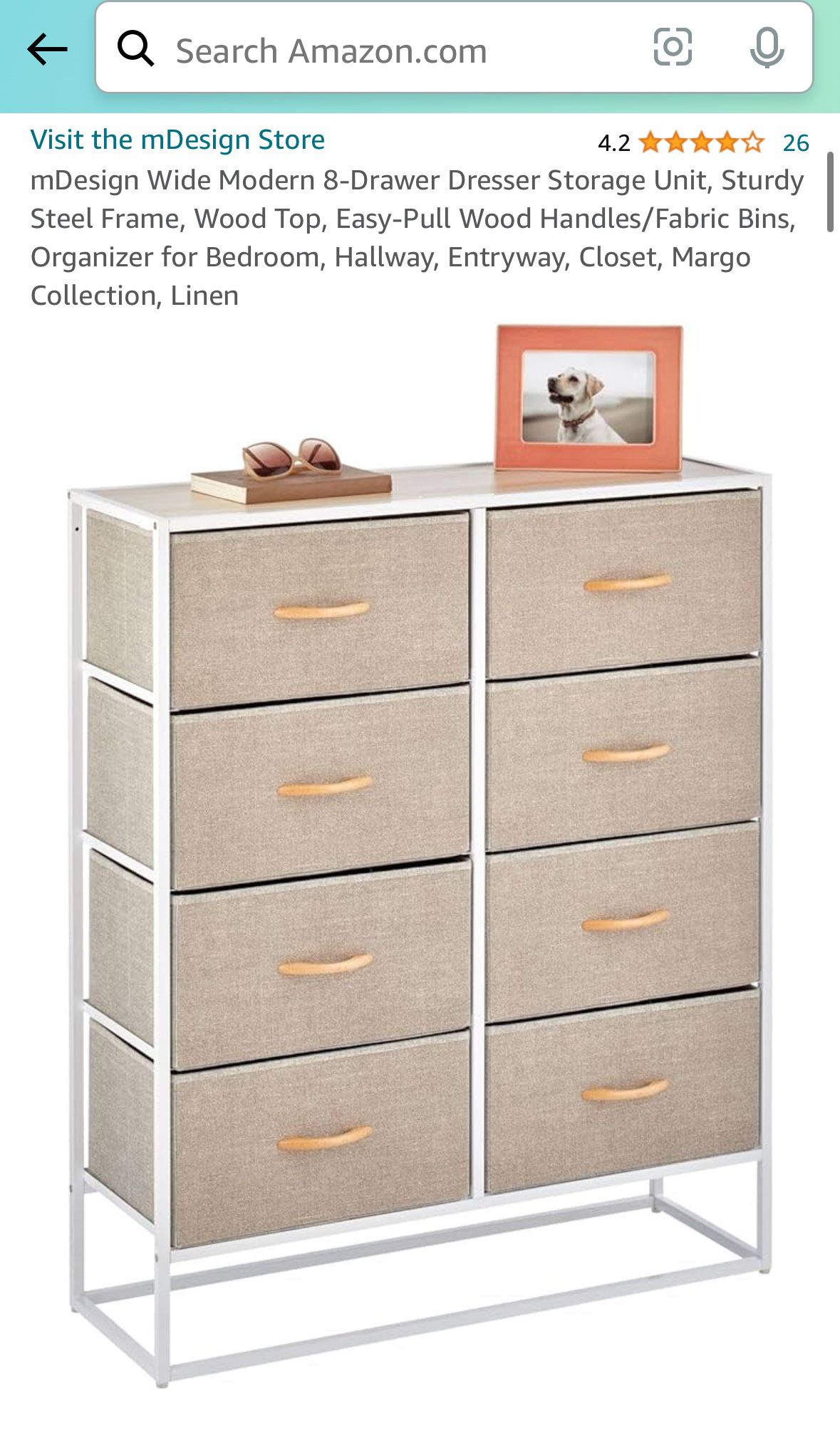 8-Drawer Lightweight Dresser Storage Unit Organizer With Fabric Drawers