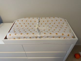 Crate & Barrel wood changing top and pad
