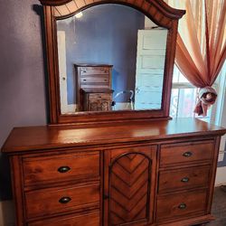Dresser With Mirror Plus Night Stand & Tall Dresser 