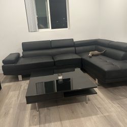 Black Sectional Leather Couch