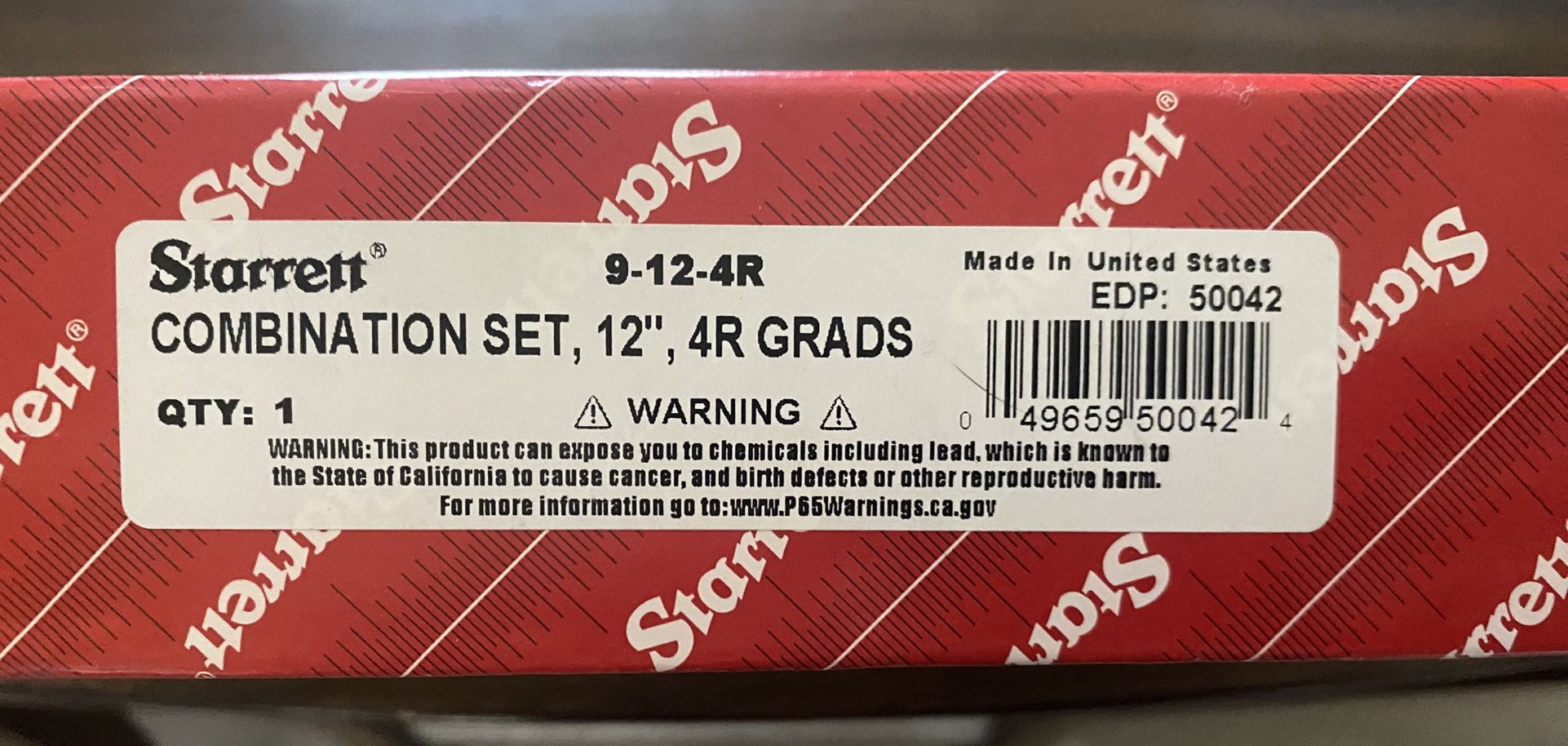 Starrett Combination Set, 12”, 4R GRADS