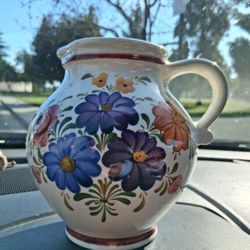 Vintage  Wechsler Tirolkeramik Schwarz Austria Jug pitcher 6" Hand Painted..asking $20.00 