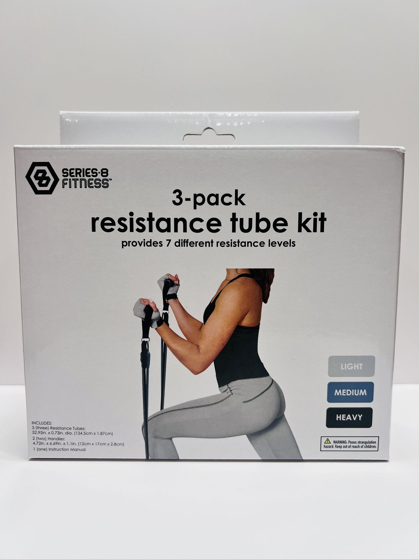 Series-8 Fitness Resistance Tube Kit – 3-Pack (New) – Light, Medium, Heavy
