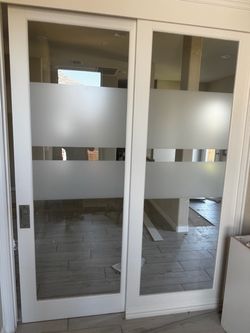 Double Sliding Glass Door with Frosted Panels