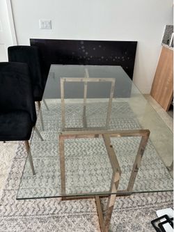 CB2 Dining Table  & 4 black chairs