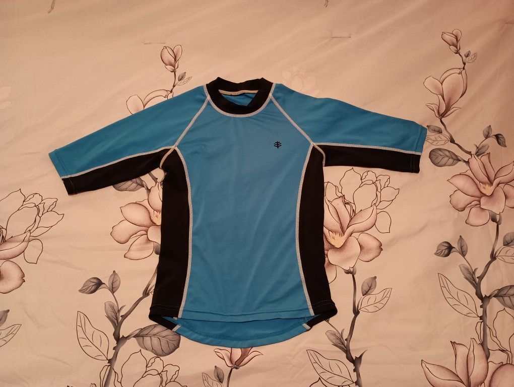 Boys Coolibar Blue and Black Swim Shirt Small