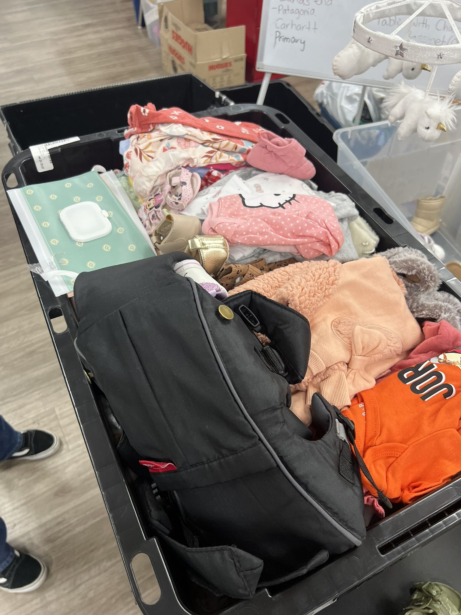 Full Bin Of Baby Girl Clothes