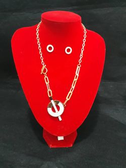 Copper gold choker chain and ear ring set