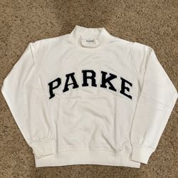 Parke Mockneck Sweater White And Navy Women’s L/XL New 