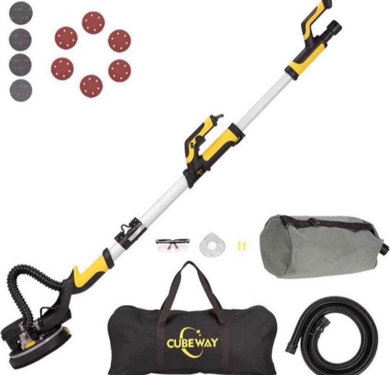 CUBEWAY Drywall Sander with Vacuum Attachment, Innovative Fixture for Ceiling Sander, Electric Drywa