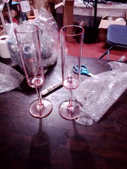 Pink Glass Champagne Flutes Set of 24