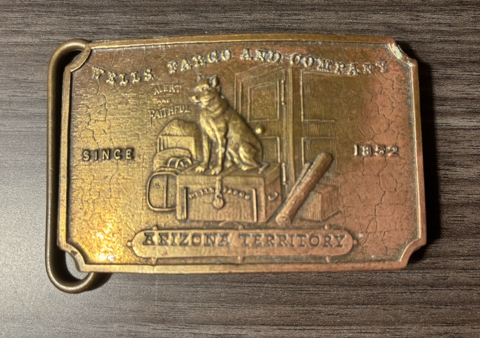 Tiffany & Co. Brass Belt Buckle Arizona Territory Cowboy Accessory London England