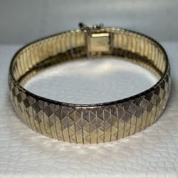 Vintage Italian 925 Sterling Silver Gold-Tone Bracelet Diamond Cut LIRM
