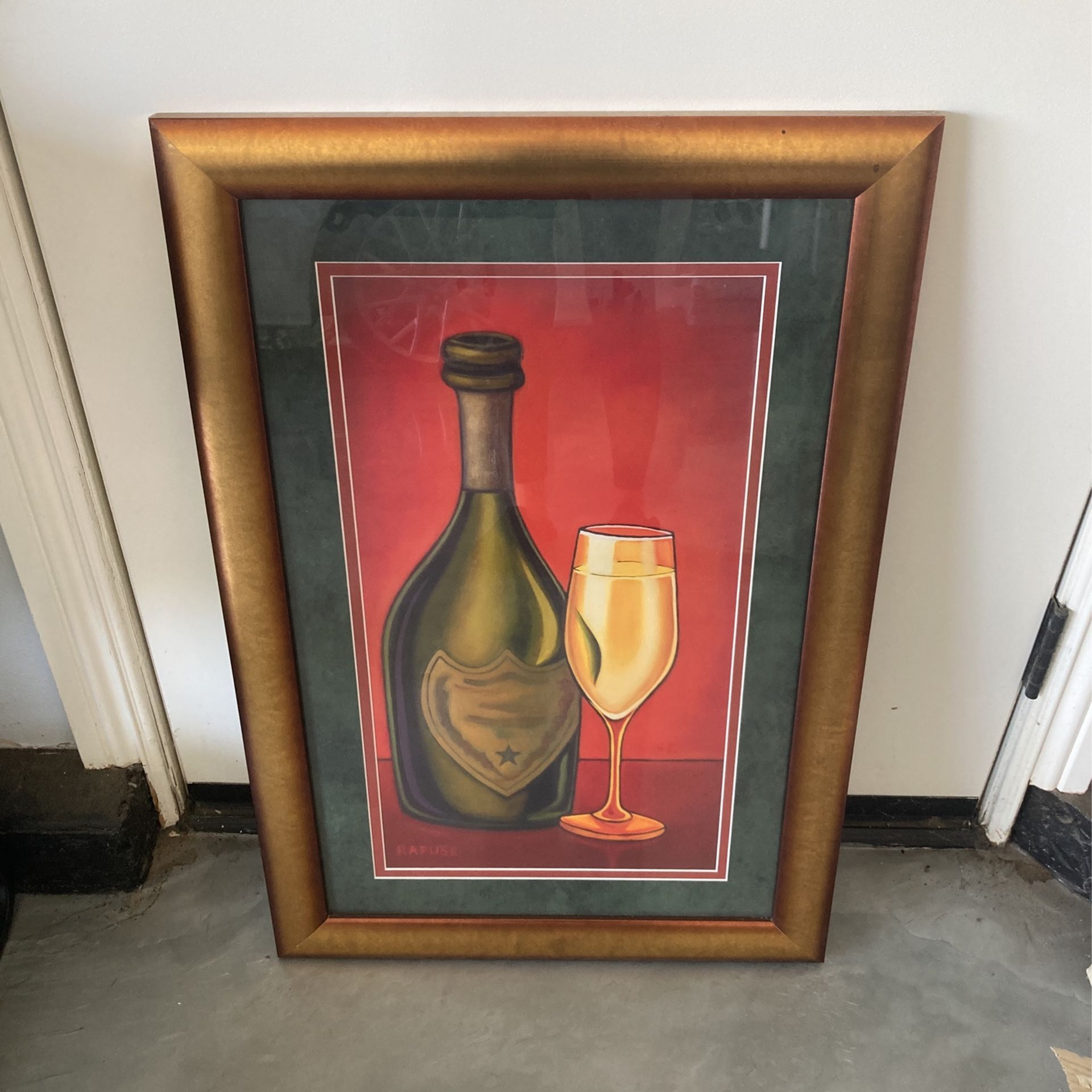 Don Perignon Rafuse Print Gold Custom Framed