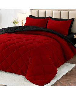 Twin Black and red reversible comforter set