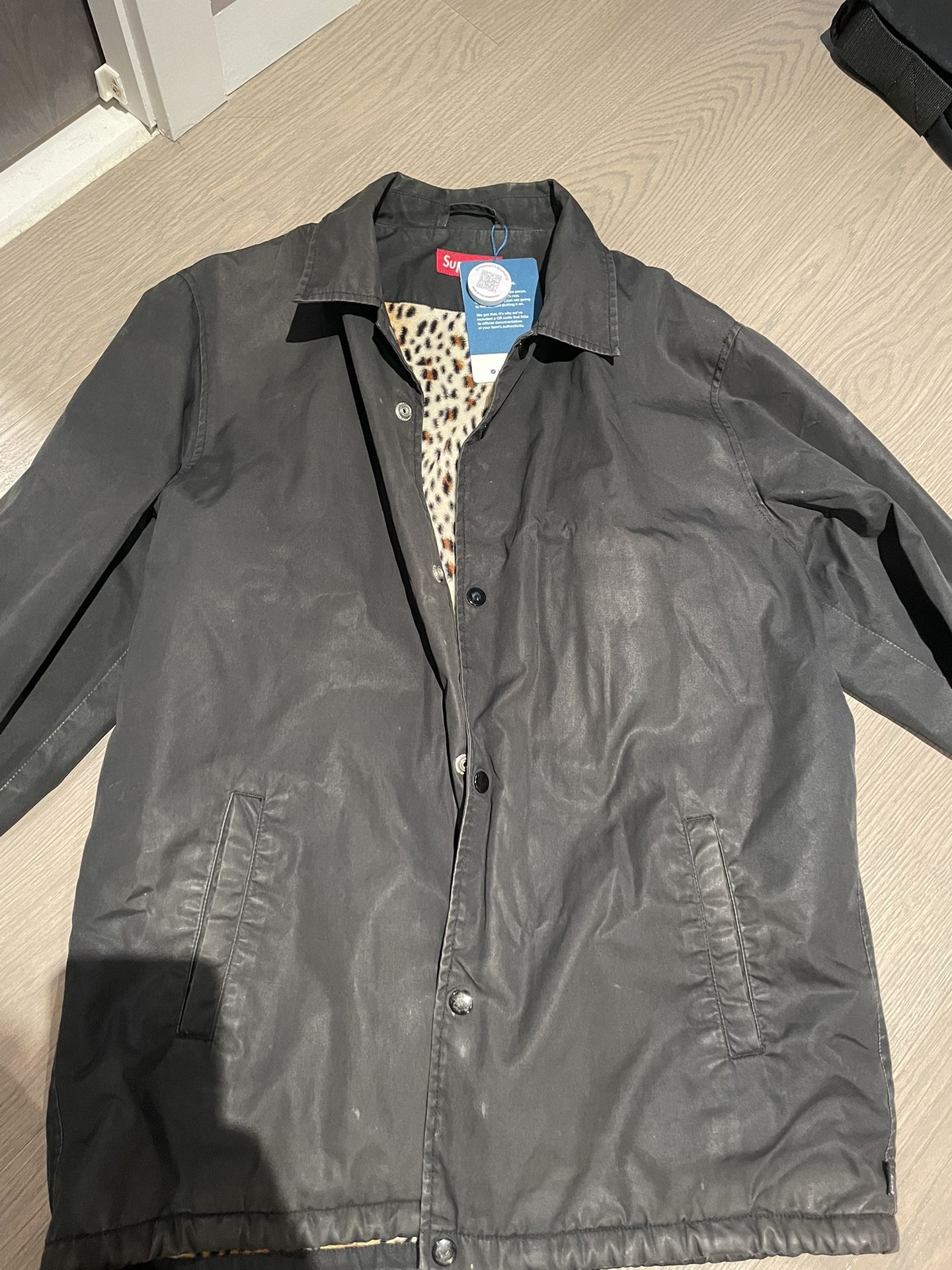 Supreme Leopard Lined Coach Jacket Sz L