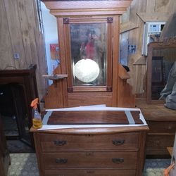 Registered Antique Solid Wood Vanity W/ Swivel Mirror