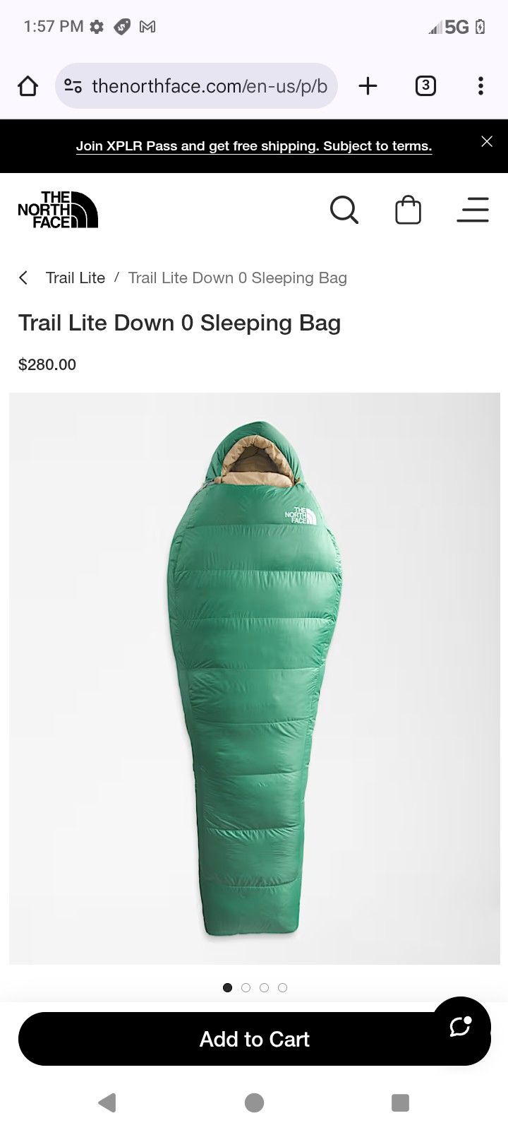 Northface Sleeping Bag Trail Lite Down