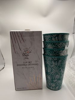 4 New Chic & Tonic Blue Melamine Glasses