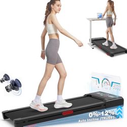 NEW! Walking Pad Treadmill with 12% Auto Incline, 450 lbs Capacity & RGB LED