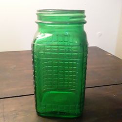Vintage Circa 1932 Owens-Illinois Green Depression Glass Waffle Pattern Hoosier Style Shaker Bottle #4