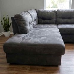 Charcoal Grey Microfiber Sectional - Super Comfy & Clean