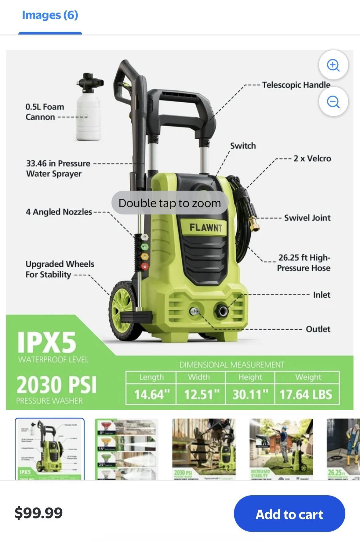 Electric Pressure Washer, 26 FT Hose Pressure Cleaner 2030 PSI with 4 Nozzles Tips,Surface Cleaning with Upgraded Swivel Joint for Car/Fences/Daily Ne