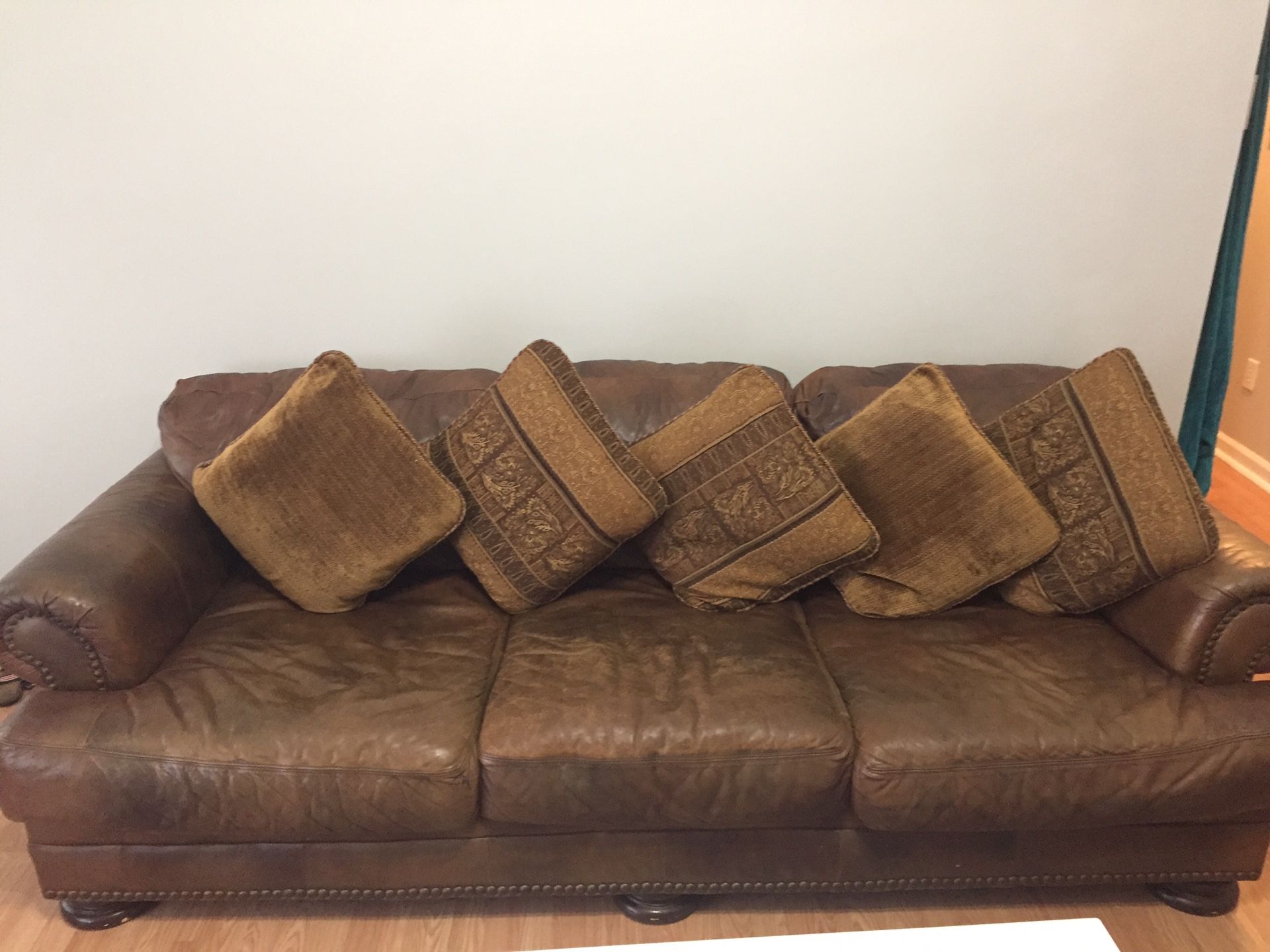 Brown leather couch