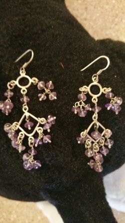 Purple sterling silver earrings