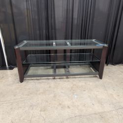 Rectangular Glass Top Coffee Table in Dark Wood