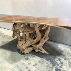 99”-30”-42”5” bar height live edge console table
