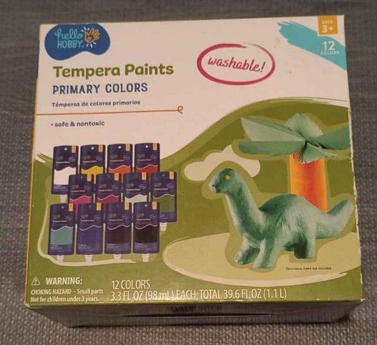 Tempera Paints Primary Colors /12 Colors- $5