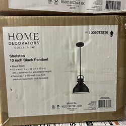 HOME DECORATORS COLLECTION® Shelston 10 inch Black Pendant • Black finish • 10 in W x 11 in - 49 in h x 10 in d (36 in downrod for adjustable height)