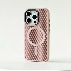 Honeycomb Grid Mesh Cooling Magsafe Case for iPhone  12 Pro Max Alloy Lens Bracket Wireless Charging Cover