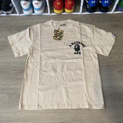 Bape “ Apes Together Strong” Shirt Beige Size Medium