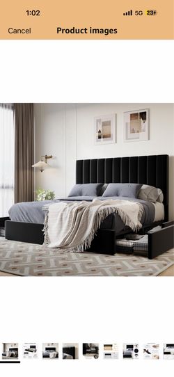 Queen size Bedframe with 4 drawers