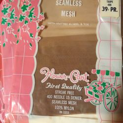 Vintage Flower-Cart Seamless Mesh Nylon Hose