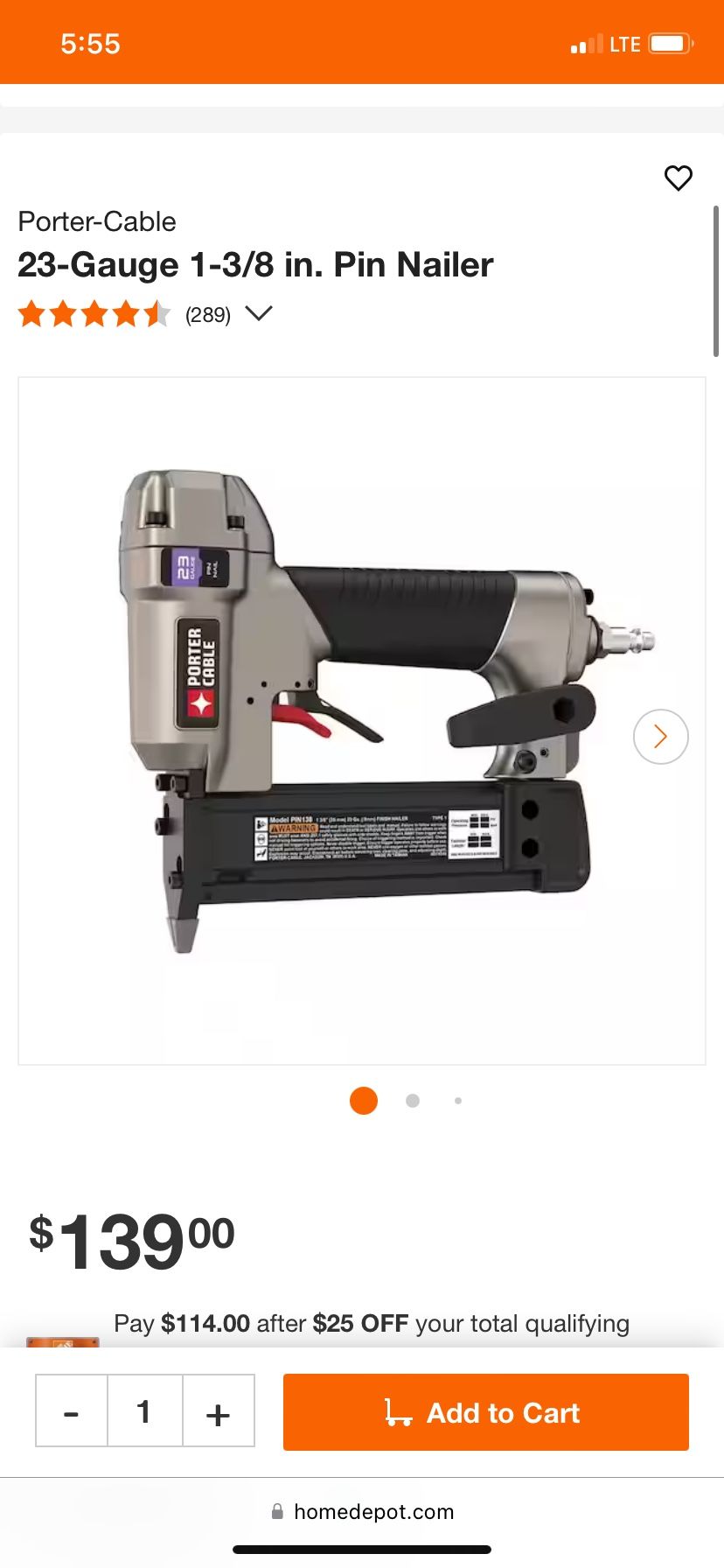 Porter Cable Pin Nailer Brand New In Box With Paperwork