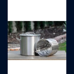 Barton 21Qt Stock Pot w/Strainer Basket Commercial Stainess Steel Food Grade 304 Turkey Deep Fryer Crawfish Clam 59