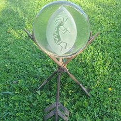 Kokopelli Southwestern Glass Tile 3 Iron Tripod Arrows Candle Holder Stand 15"H