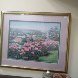 Large Matted And Framed Landscape Picture  + 2 Decorative Pieces 