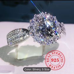 925  Silver plated Paved Shiny Zircon Ring Women's Romantic Wedding Ring Proposal Jewelry