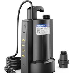 Acquaer 1/3 HP Automatic Submersible Water Pump, 115V Sump Pump