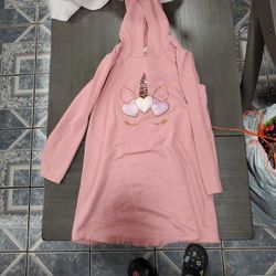 Unicorn Long Sleeve With Hoodie For Girls Size 12
