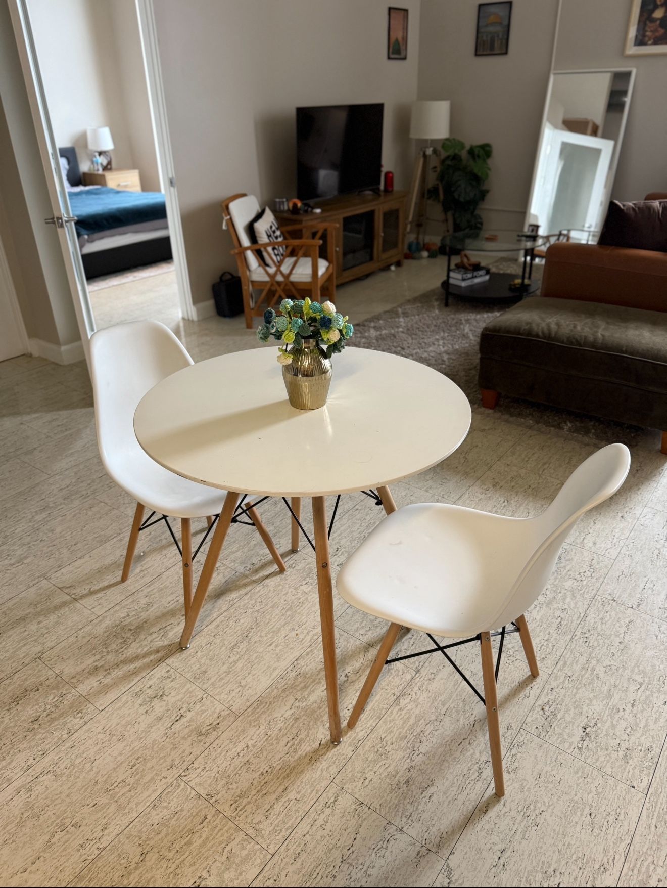 Moving Sale- Small White Kitchen Table