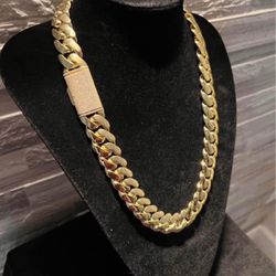 18k Miami Cuban Link Gold Plated Heavy Chain 24 Inch
