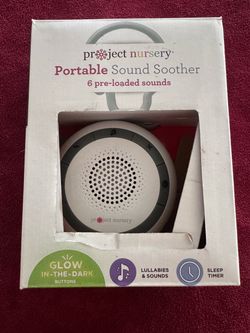 Project Nursery Portable Sound Soother White/Gray, 6 Sounds, Glow Buttons Timer     BB)