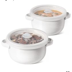 LE TAUCI Soup Bowls with Handles and Silicone Lids, 28 oz Ceramic Ramen Bowl Microwavable, Oven Safe French Onion Soup Bowls for Noodles and Cereal, L